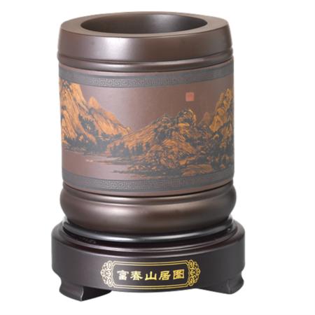 富春山居图 炭雕笔筒淘礼巴巴