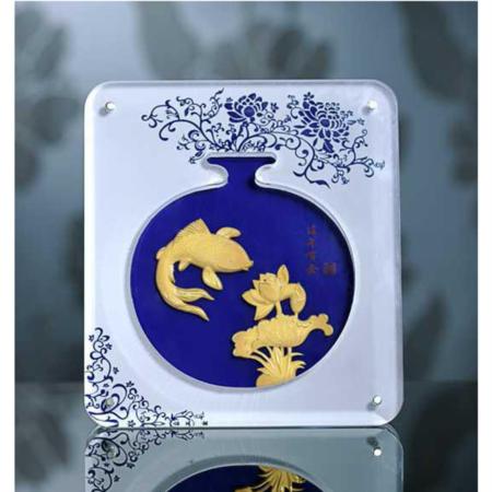 连年有余绒沙金摆件淘礼巴巴