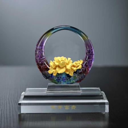 花开富贵绒沙金摆件淘礼巴巴