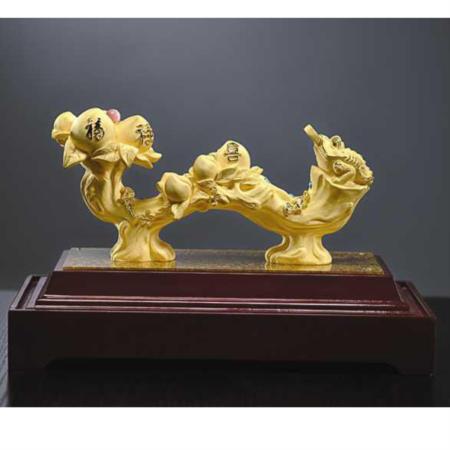 福寿如意绒沙金摆件淘礼巴巴