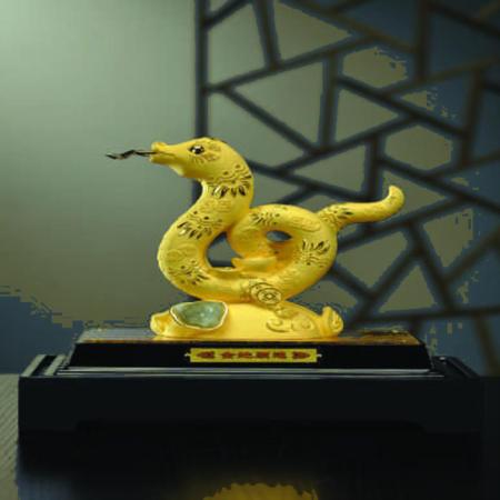 金蛇顺通绒沙金摆件淘礼巴巴