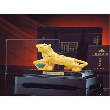 福虎如意绒沙金摆件淘礼巴巴