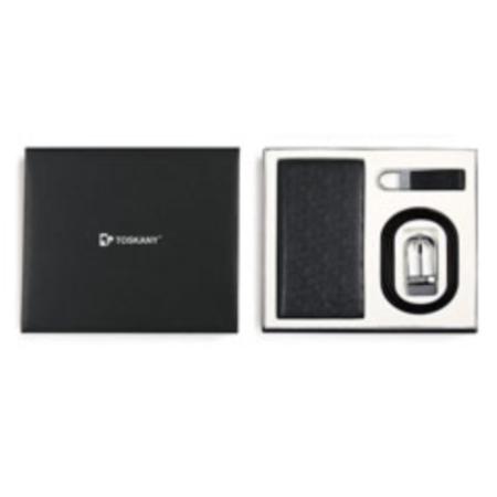 托斯卡尼/TOSKANY  十字纹皮三件套装长夹皮带钥匙环淘礼巴巴