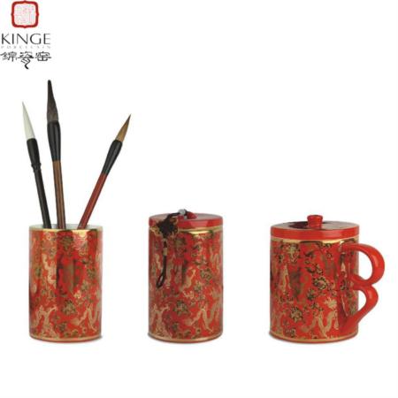 锦瓷龙腾吉祥圆形三件套淘礼巴巴