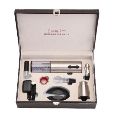 黑色经典组合8件套 充电式电动开瓶器 金属合金酒塞 不锈钢倒酒器 专用开纸刀 专用充电器淘礼巴巴