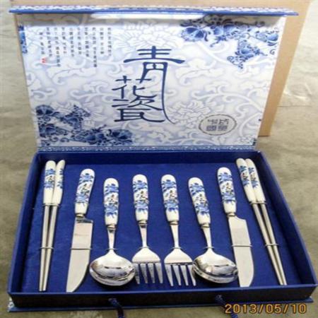 2014新款青花瓷勺筷8件组  （刀叉勺筷）淘礼巴巴