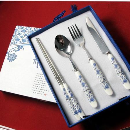 青花瓷刀叉勺筷四件组(中）淘礼巴巴