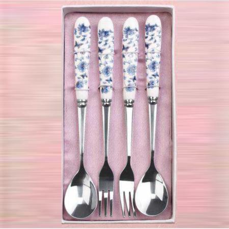 青花叉勺四件组淘礼巴巴