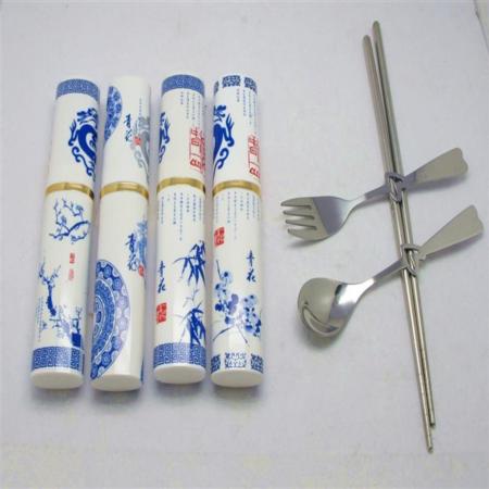 中国风青花餐具三件组淘礼巴巴