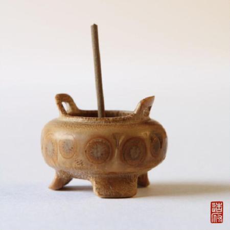 竹根雕满钉双耳炉香插淘礼巴巴