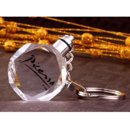 毕加索水晶带灯钥匙扣淘礼巴巴