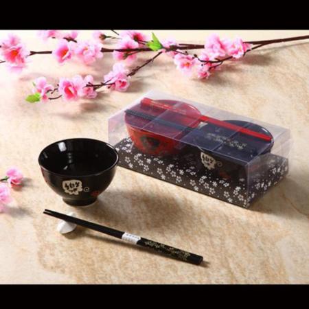 手绘陶瓷碗+竹筷淘礼巴巴