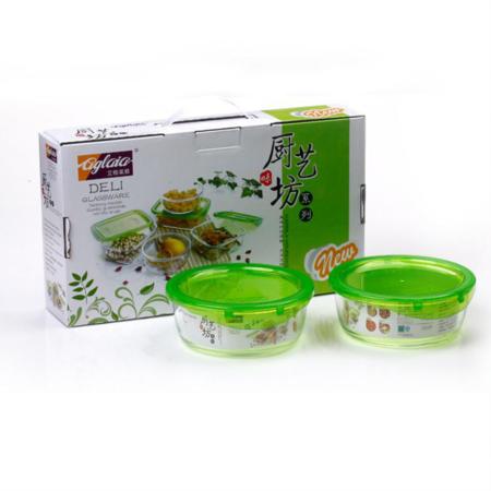 圆形玻璃饭盒2件套淘礼巴巴