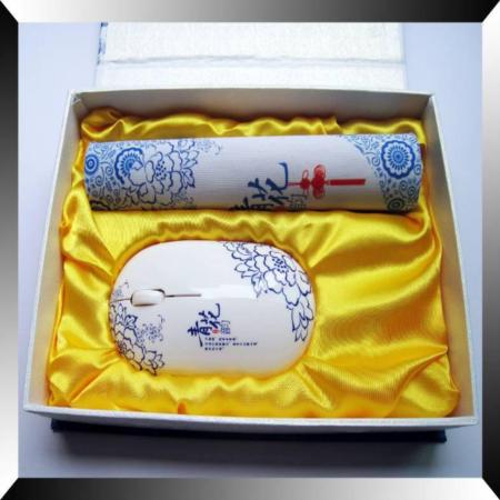 青花商务礼品青花（无线鼠标+鼠标垫）2件商务套装淘礼巴巴