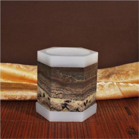 玉石精品六边形笔筒淘礼巴巴