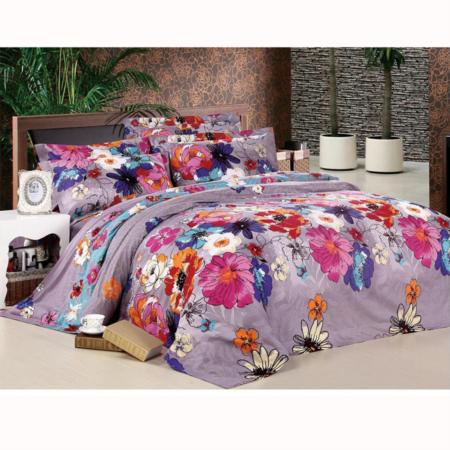 棉和冰丝绒混纺艳丽活性天鹅绒-相约如梦-双人床上四件套淘礼巴巴