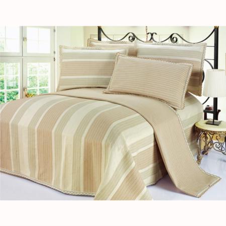 天然彩棉条纹手织布双人床四件套淘礼巴巴