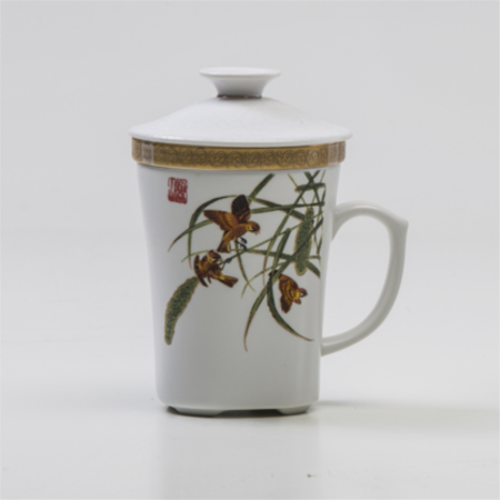 极品羊脂玉瓷雀跃三福品茗养生杯淘礼巴巴