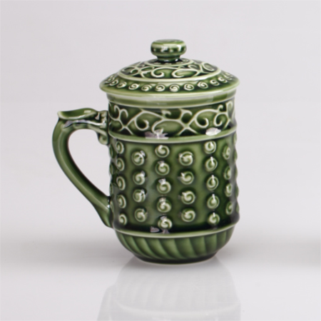 绿釉玉瓷乾坤个人养生杯淘礼巴巴