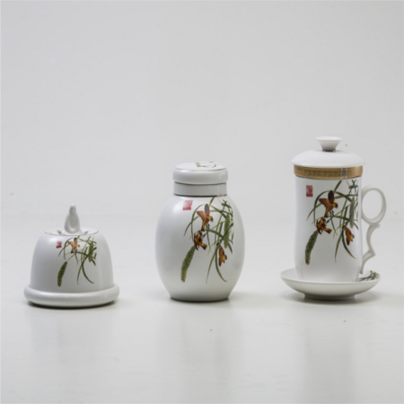 极品羊脂玉瓷雀跃三福养心三件套淘礼巴巴