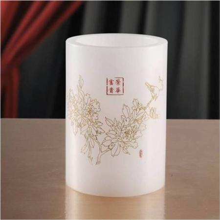 琉璃白玉系列直型笔筒 BF003淘礼巴巴