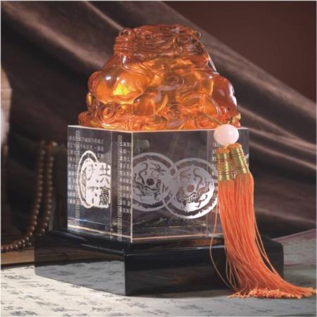 琉璃白玉系列天下共赢双龙印BF0022淘礼巴巴