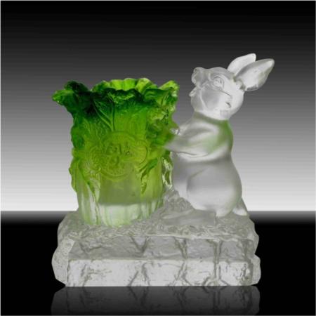 琉璃白玉系列玉兔笔筒淘礼巴巴