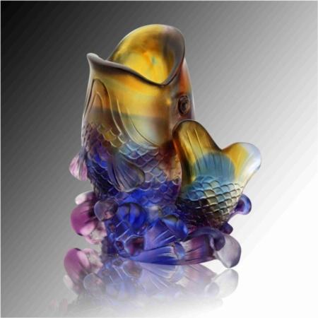 琉璃白玉系列年年有余笔筒淘礼巴巴