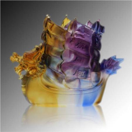 琉璃白玉系列一帆风顺笔筒淘礼巴巴