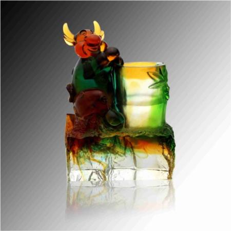 琉璃白玉系列牛笔筒淘礼巴巴