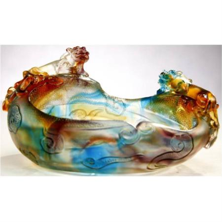 琉璃聚宝盆系列双壁虎果盆淘礼巴巴