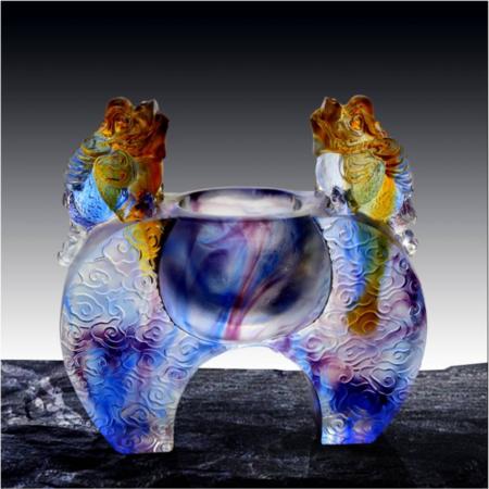 琉璃聚宝盆系列双蟾聚宝淘礼巴巴