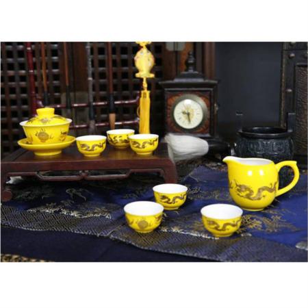 帝王红龙凤呈祥功夫茶具[帝王黄]淘礼巴巴