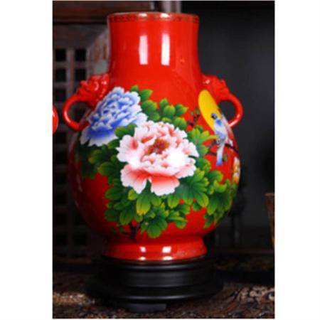 帝王红富贵吉祥双耳瓶淘礼巴巴