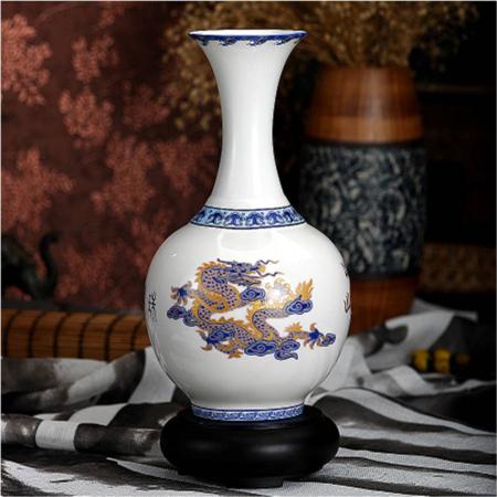 帝王红盛世腾龙青花赏瓶淘礼巴巴