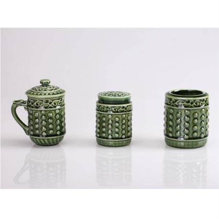 负离子乾坤在握三件套B（绿釉）淘礼巴巴