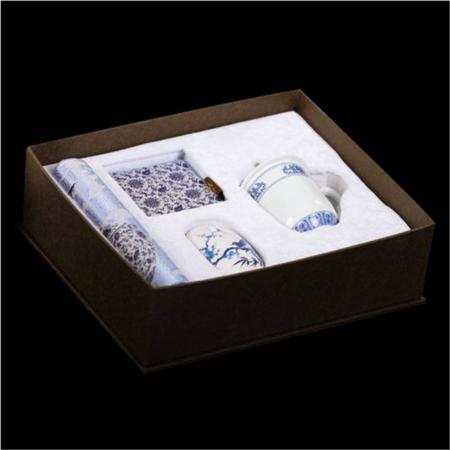 丝绸元青花瓷杯五件套淘礼巴巴