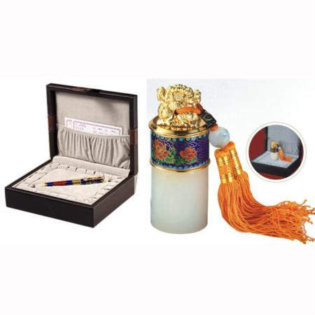 景泰蓝吉祥玉笔二件套家居工艺摆件办公室摆件