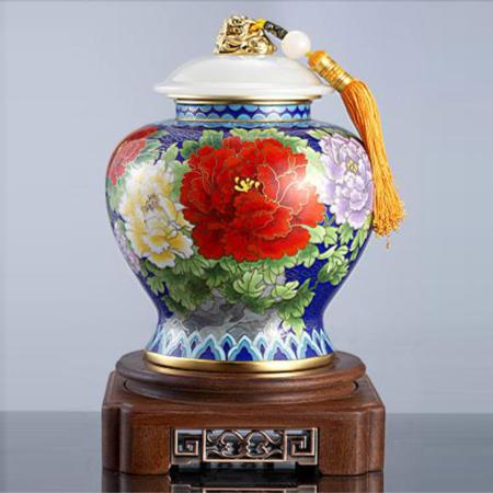 景泰蓝荣华富贵将军茶叶罐茶具工艺摆件办公室摆件淘礼巴巴