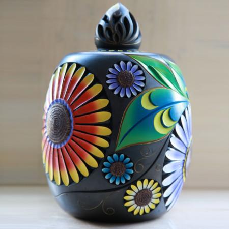 欣欣向荣 黑陶茶叶罐  云南特产 家居办公摆件淘礼巴巴